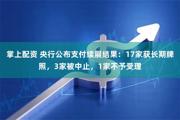 掌上配资 央行公布支付续展结果：17家获长期牌照，3家被中止，1家不予受理